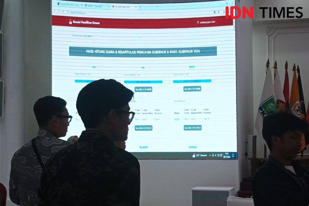 Suasana pemantauan Sirekap Pilkada 2024 di KPU, Jumat (29/11/2024). (IDN Times/Dini Suciatiningrum)