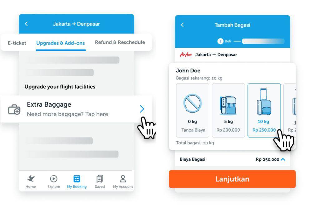 cara membeli bagasi tambahan di Traveloka (traveloka.com)