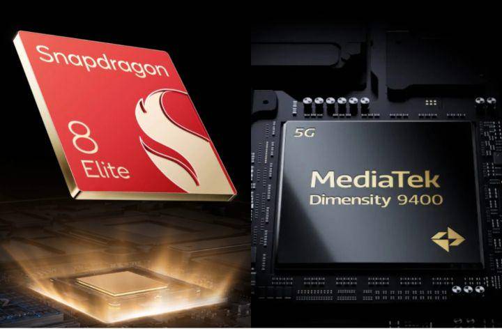 ilustrasi Snapdragon 8 Elite dan MediaTek Dimensity 9400 (iqoo.com | vivo.com)