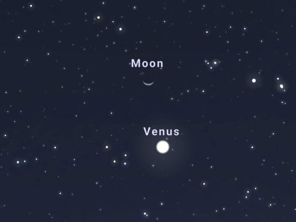 ilustrasi konjungsi Venus dan Bulan (stellarium-web.org)
