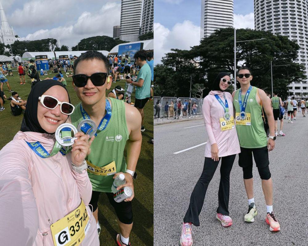 Potret Citra Kirana dan Rezky Adhitya Ikut Half Marathon di Singapura