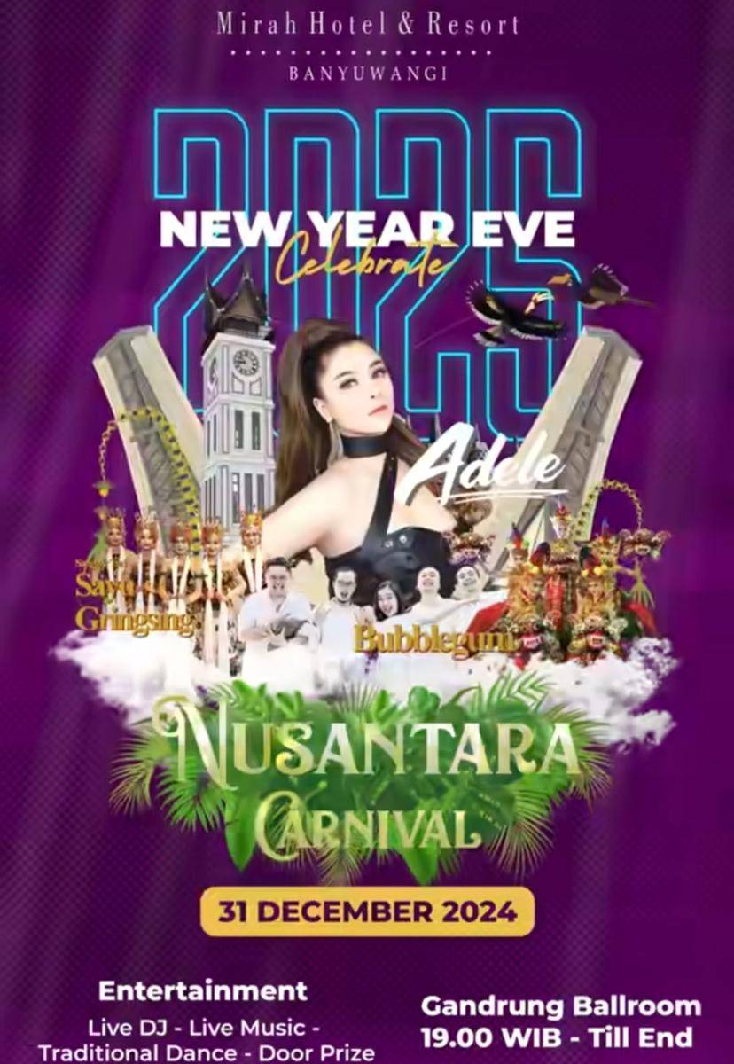 Poster event tahun baru Mirah Hotel. Instagram.com/mirahhotelandresortbanyuwangi