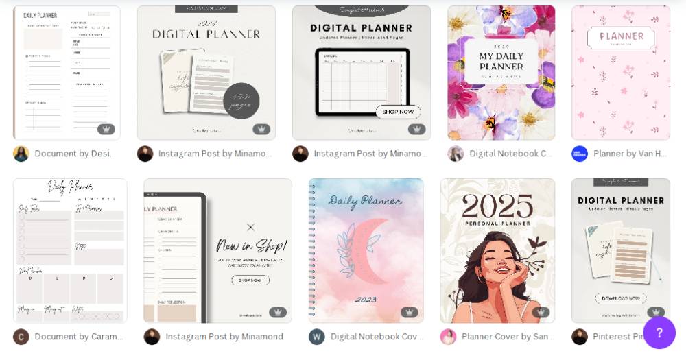 koleksi template digital planner di Canva (canva.com)