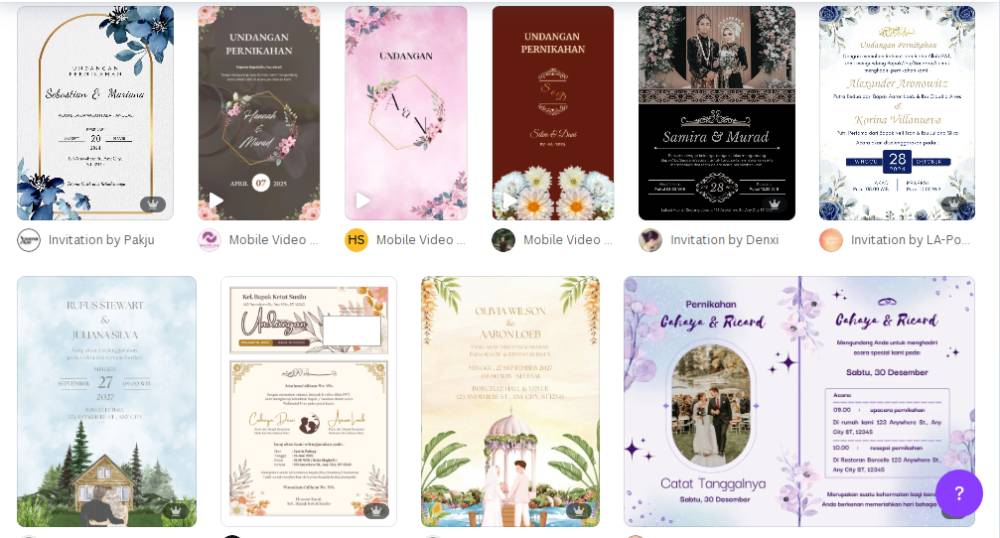 koleksi template undangan digital di Canva (canva.com)
