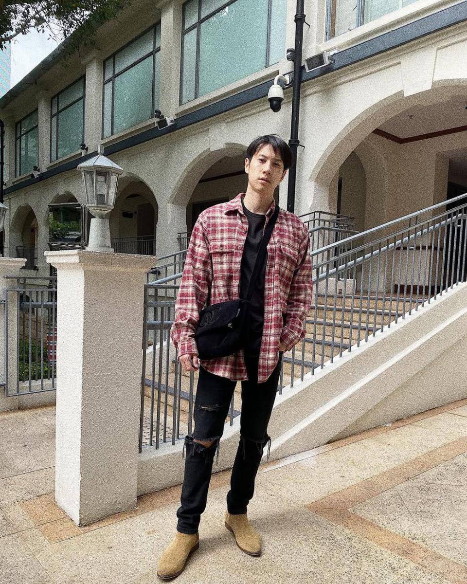 OOTD flannel shirt ala Bright Rapheephong (instagram.com/brightrpp)