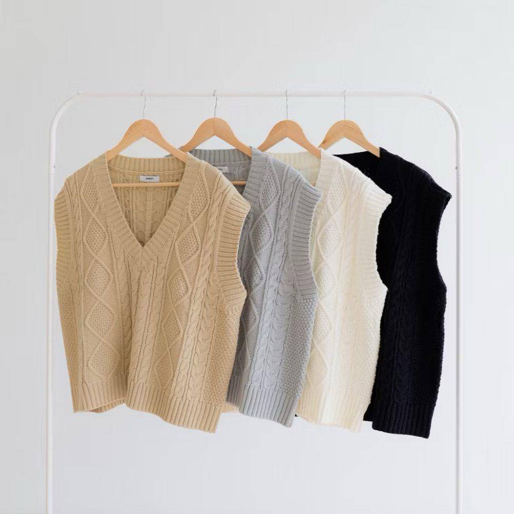Kaia Premium Knit Cable Vest - Anssy (shopee.co.id/Anssy official shop)