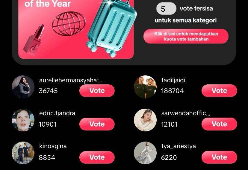 daftar lengkap nominasi TikTok Awards Indonesia 2024 (TikTok.com/tiktokofficialindonesia)