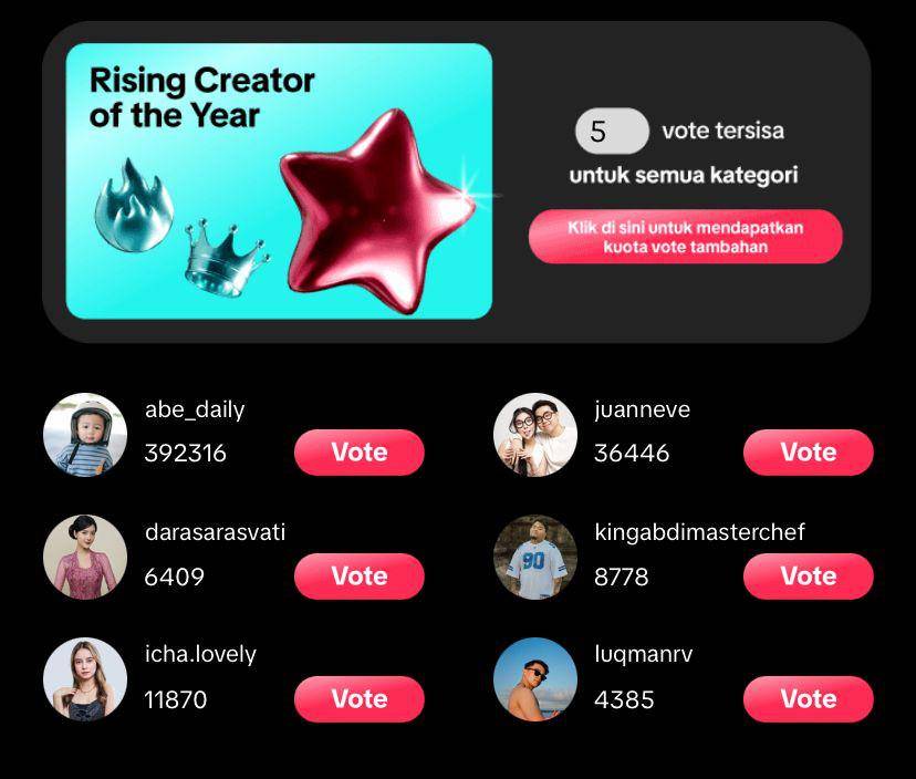 daftar lengkap nominasi TikTok Awards Indonesia 2024 (TikTok.com/tiktokofficialindonesia)