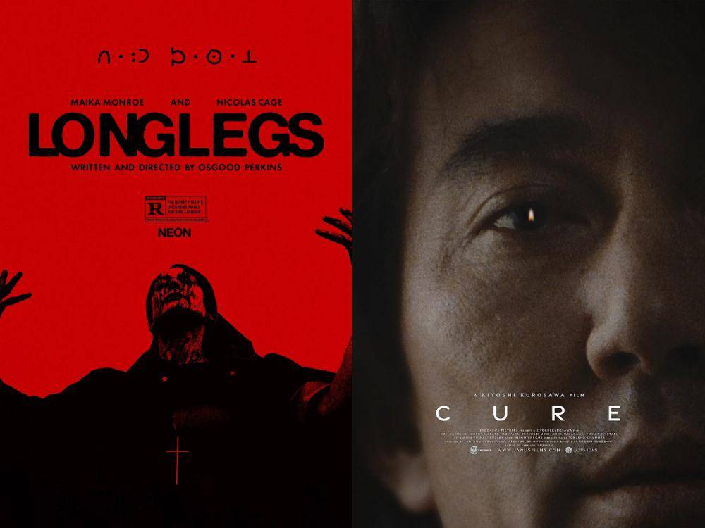 poster film Longlegs dan Cure (dok. NEON/Longlegs | dok. Janus Films/Cure)