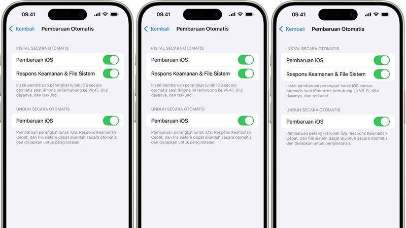 tangkapan layar aktivasi fitur pembaruan iOS di iPhone dan iPad (dok. Apple Support)