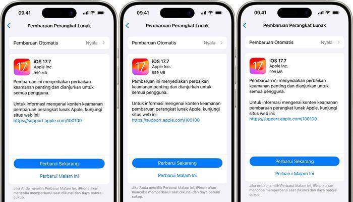 tangkapan layar tampilan pembaruan iOS di iPhone (dok. Apple Support)