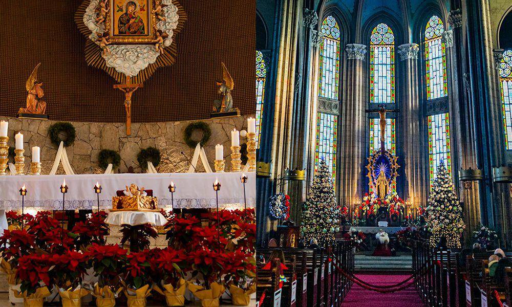 Ilustrasi dekorasi Natal gereja (kolase foto via pexels.com | Josue Rosales & Muhammed Ballan)