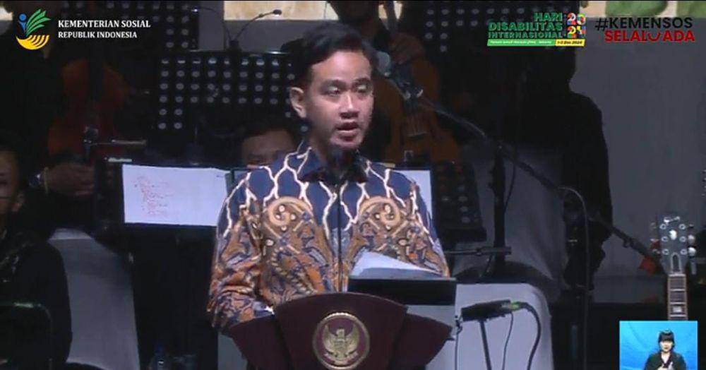Wakil Presiden Gibran Rakabuming Raka dalam Hari Disabilitas Internasional di Taman Ismail Marzuki, Selasa (3/12/2024). (YouTube.com/Kemensos)