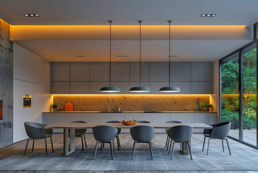 ilustrasi ruang makan minimalis modern (vecteezy.com/gankogroup)