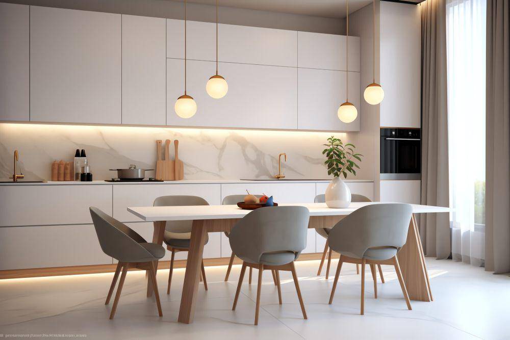 ruang makan kece gaya minimalis modern (vecteezy.com/style graphic)