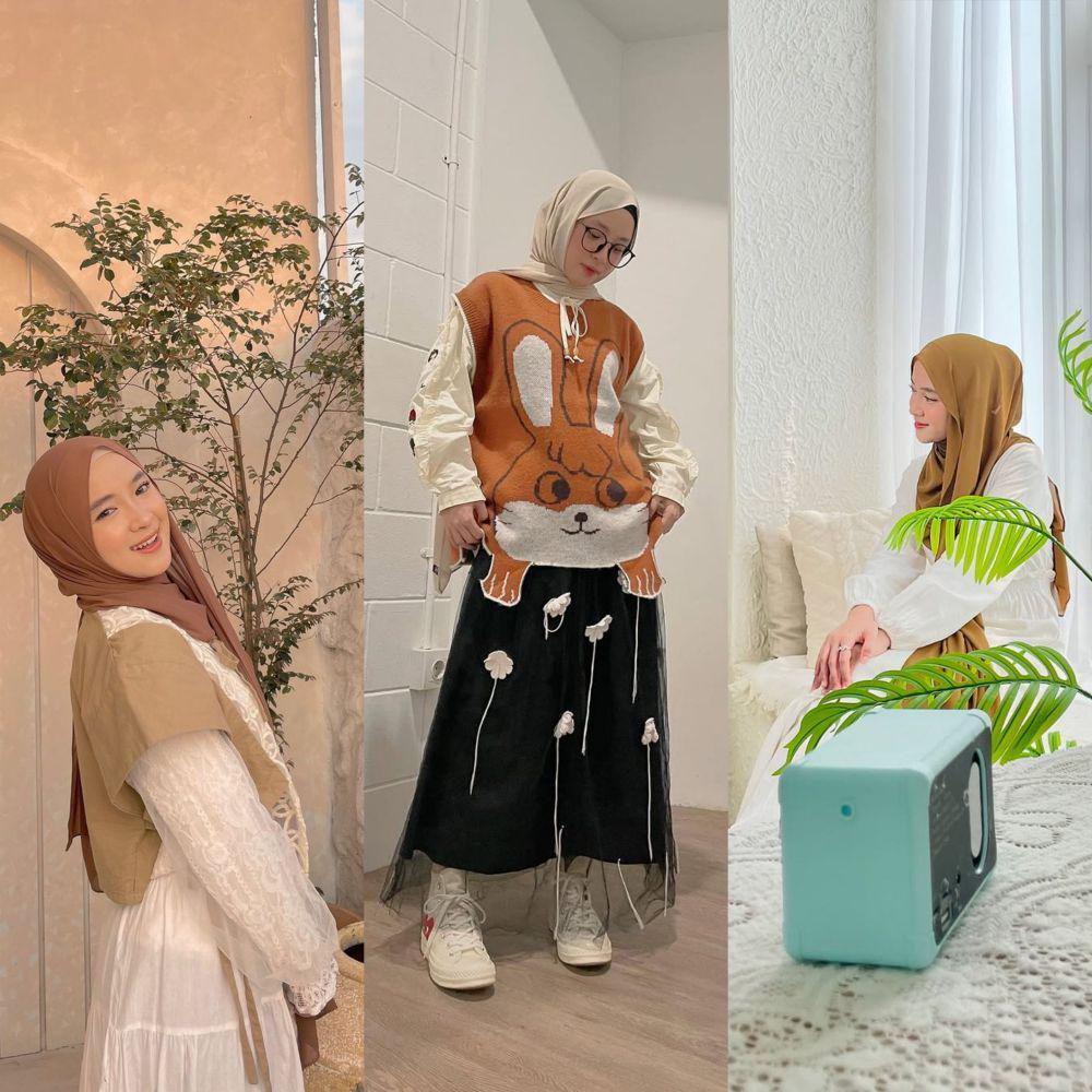 7 Inspirasi Outfit Hijab Nuansa Cokelat ala Nissa Sabyan