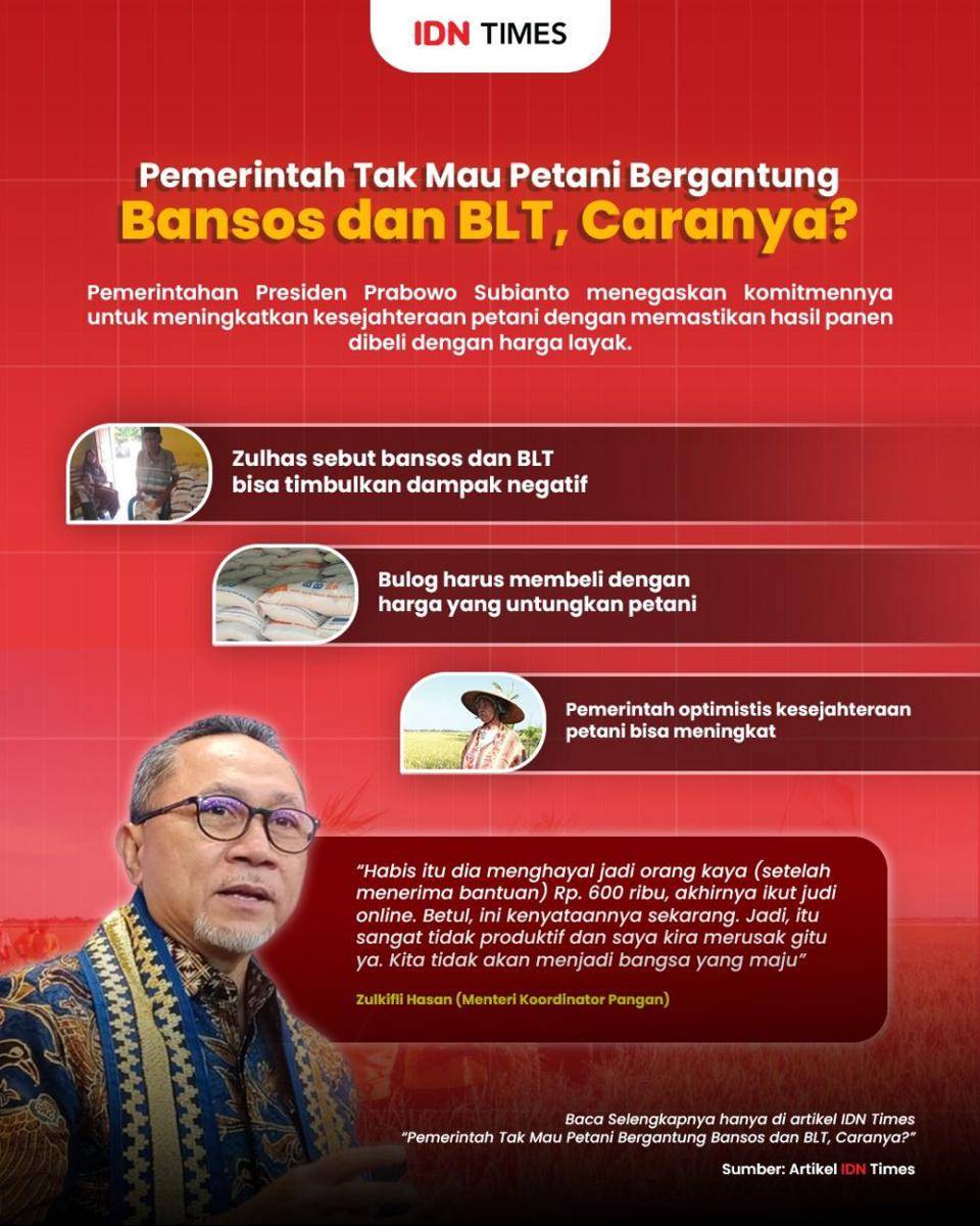 Infografis Pemerintah Tak Mau Petani Bergantung Bansos dan BLT, Caranya? (IDN Times/Muhammad Surya)