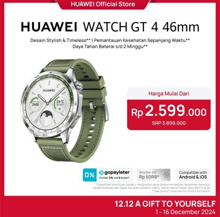 Huawei Watch GT 4 (tokopedia.com/HUAWEI Official Store)