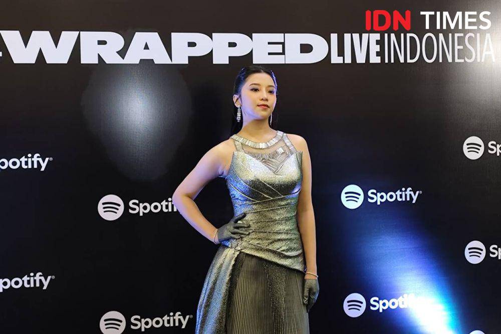 Tiara Andini di acara Spotify Wrapped Indonesia 2024, Kamis (5/12/2024) (dok. IDN Times/Shandy Pradana)