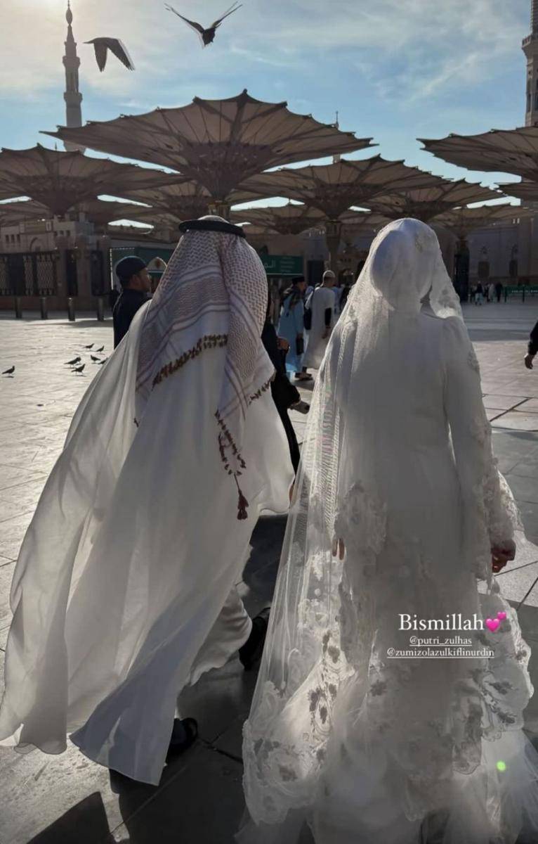 Gaya Putri Zulhas Saat Menikah dengan Zumi Zola di Masjid Nabawi (instagram.com/zumizolazulkiflinurdin)