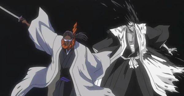 Tosen saat menyarang Zaraki di dalam domain Bankai-nya ( Dok. Pierrot / Bleach )