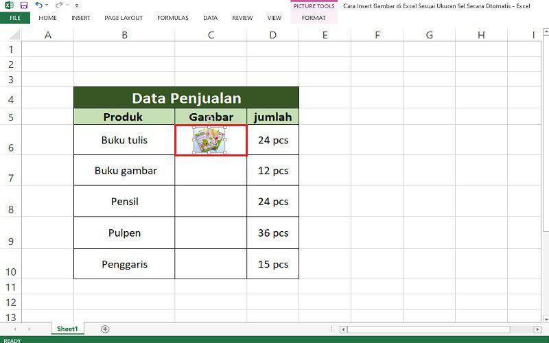 cara insert gambar di Excel sesuai ukuran sel (dok. pribadi/Jubaedah Haryani)