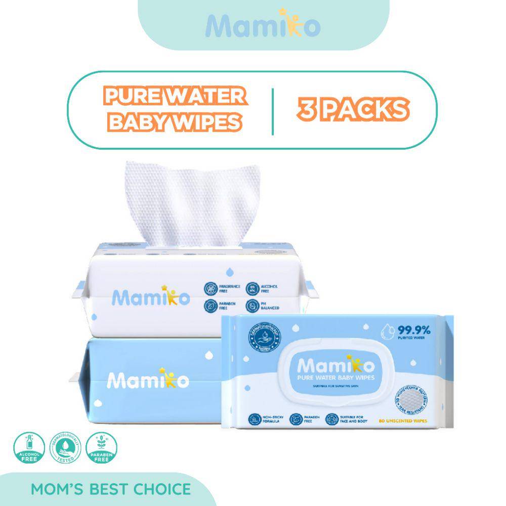 Mamiko Pure Water Baby Wipes (shopee.co.id/Mamiko Official Shop)