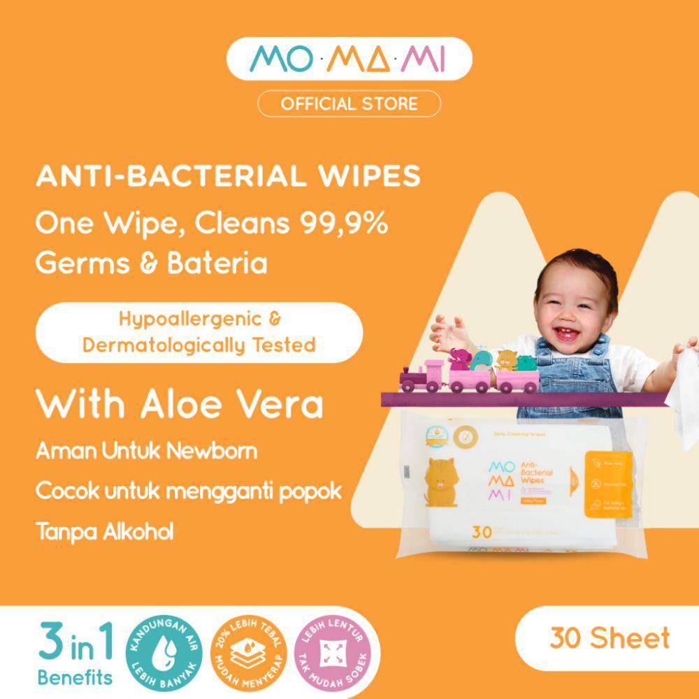 Momami Baby Antibacterial Wipes (shopee.co.id/MoMaMi Official Shop)