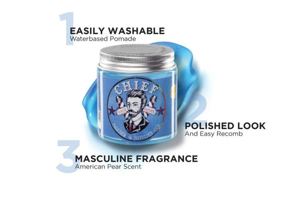 Chief Blue Hair Pomade Water-Based (www.chief-supplies.id)