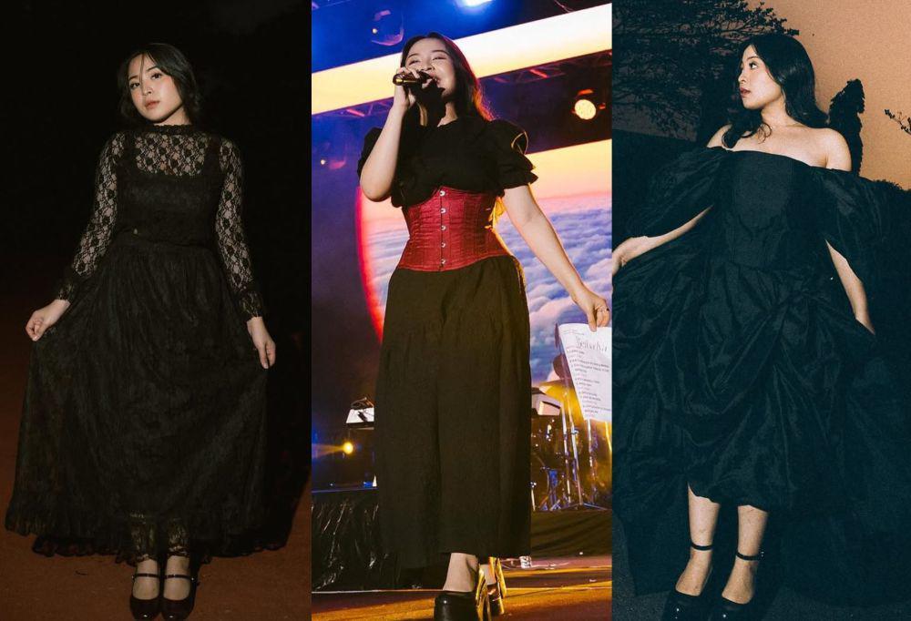 7 Gaya Outfit Manggung Nuansa Hitam ala Bernadya Ribka, Menjiwai Lagu!