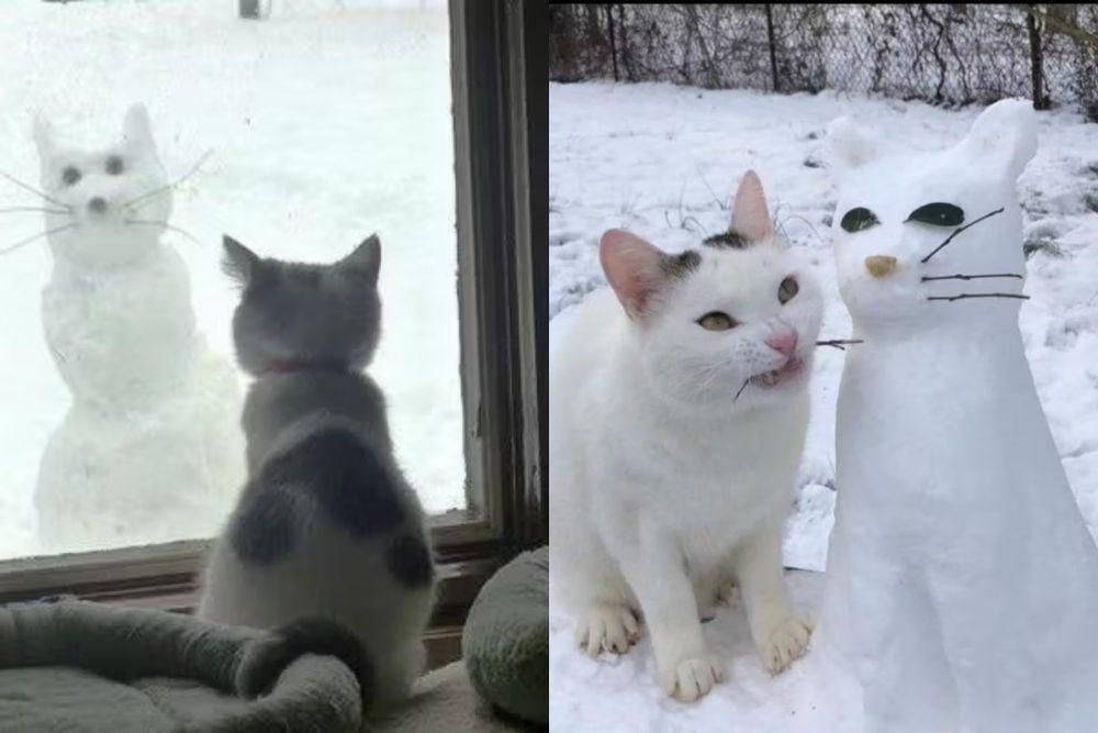 7 Foto Lucu Boneka Salju Bentuk Kucing, Gak Kalah Kece dari Olaf
