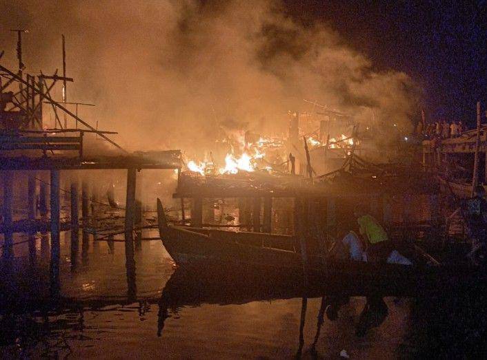 11 rumah nelayan ludes terbakar (dok.Polres Pelabuhan Belawan)