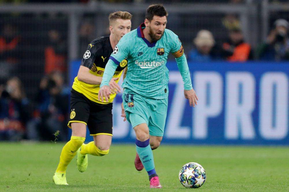 Borussia Dortmund melawan Barcelona di Liga Champions 2019/2020. (x.com/ChampionsLeague)