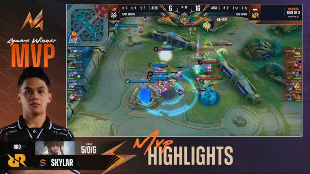 Skylar menjadi MVP setelah berkontribusi besar push turret dan jadi damage dealer yang bisa diandalkan. (youtube.com/MPL Indonesia)