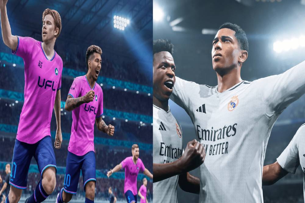 cuplikan selebrasi pemain dari UFL dan EA Sports FC 25 (dok. Strikerz/UFL | dok. EA/EA Sports FC 25)