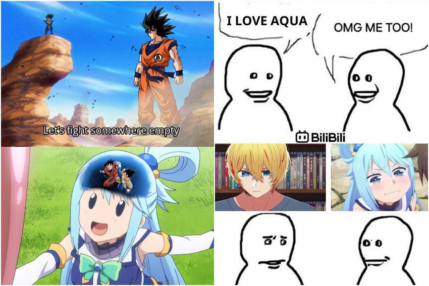 7 Meme Kocak Aqua dari KonoSuba, Karakter Imut, tapi Beban?