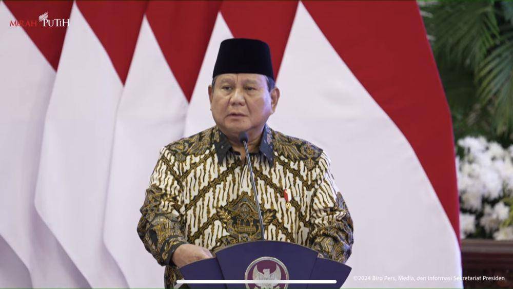 Penyerahan DIPA dan TKD 2025 serta peluncuran katalog elektronik versi 6 di Istana Negara pada Selasa (10/12/2024). (youtube.com/Sekretariat Presiden)