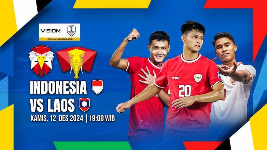 ilustrasi pertandingan Indonesia vs Laos Piala AFF 2024 (dok. Vision+)
