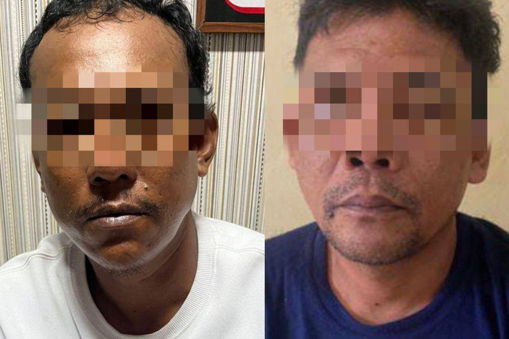 Dua tersangka yang melakukan upaya penyelundupan sabu ke dalam Lapas Narkotika Tanjungpinang (Dok:Polres Bintan)