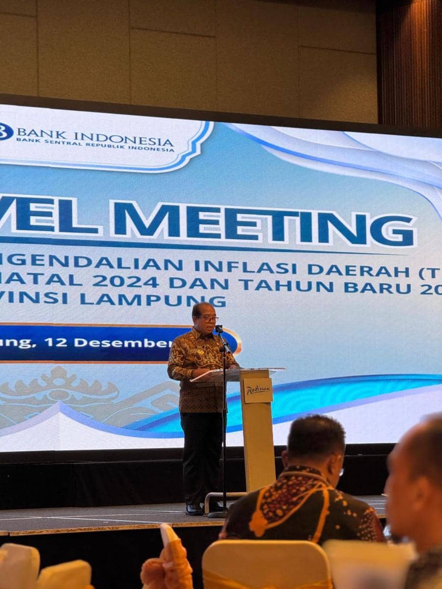 PJ Gubernur Lampung Samsudin pada kegiatan HLM TPID di Hotel Radisson Bandar Lampung (13/12/2024) (IDN Times/Istimewa)
