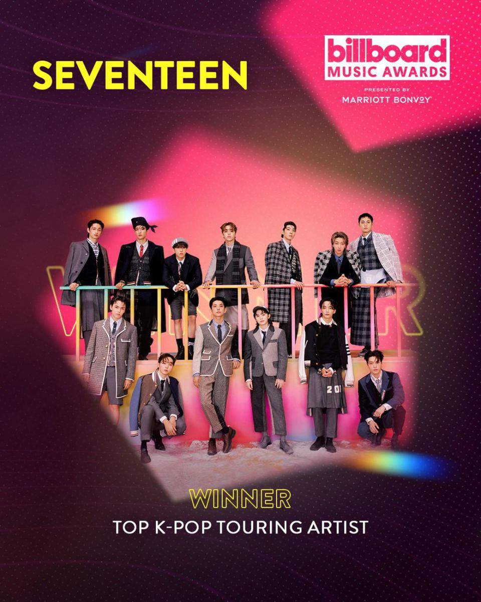 SEVENTEEN menangkan Top K-pop Touring Artist di BMAs 2024 (x.com/BMAs)