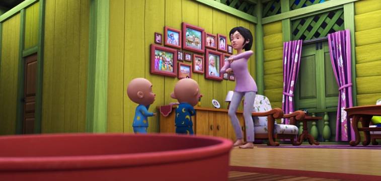 cuplikan Upin dan Ipin merayu Kak Ros agar boleh pelihara hewan (youtube.com/Les' Copaque Production)