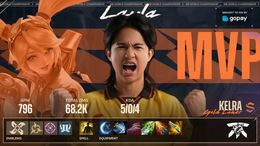 Kelra jadi MVP saat gunakan Layla pada laga babak swiss melawan BTK di game pertama (YouTube.com/MPL Indonesia)
