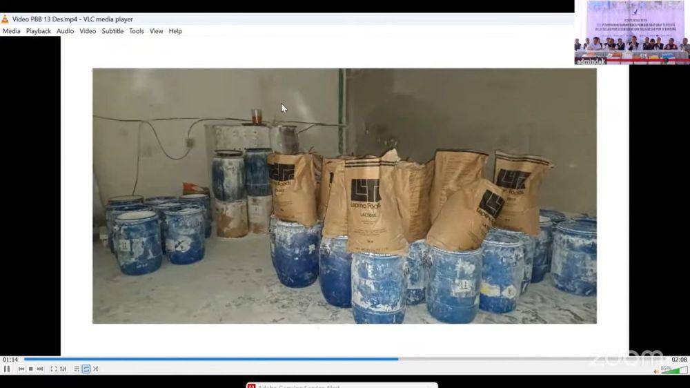 Konferensi Pers Pemusnahan Barang Bukti Perkara Obat-Obat Tertentu BBPOM di Semarang dan Bandung. Sumber Foto: Youtube Humas BPOM.