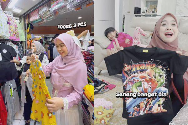 7 Potret Ria Ricis Beli Baju Anak di Pasar, Gak Harus Mewah!