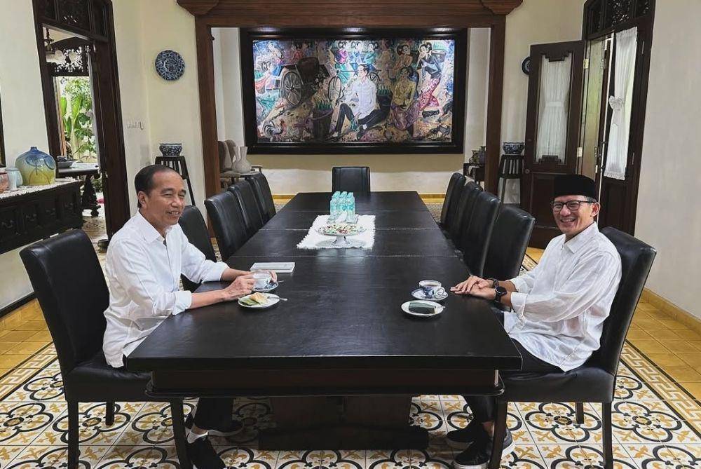 Sandiaga Uno ketika berkunjung ke rumah pribadi Presiden ke-7 Joko "Jokowi" Widodo di Solo. (www.instagram.com/@sandiuno)