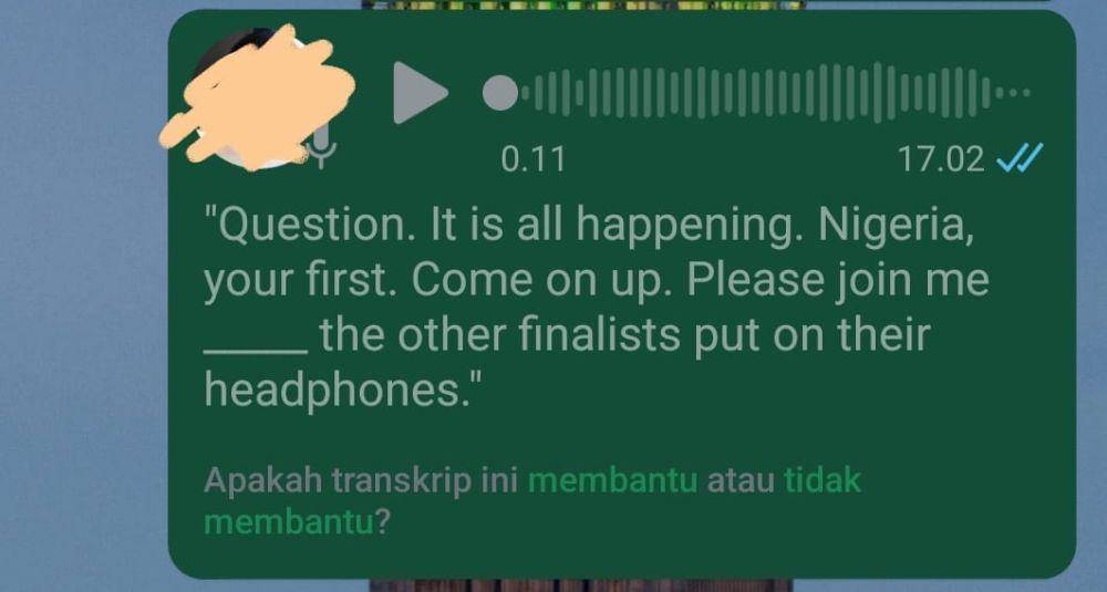 fitur WhatsApp yang bisa mengubah pesan suara menjadi transkrip dalam bentuk teks (dok. pribadi/Reyvan Maulid)