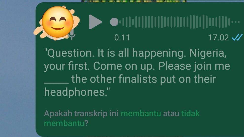 Fitur WhatsApp yang bisa mengubah pesan suara menjadi transkrip dalam bentuk teks. (dok. pribadi/Reyvan Maulid)