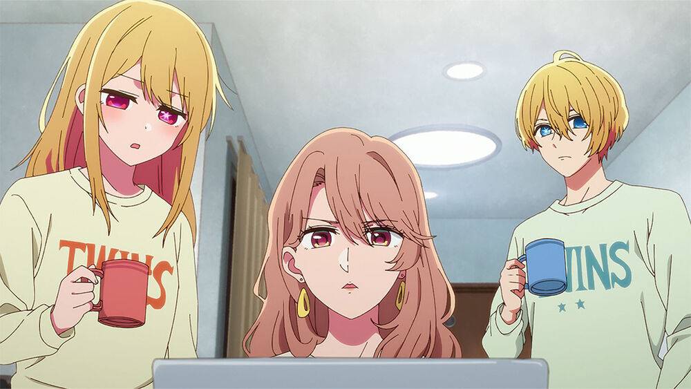 Saitou Miyako bersama Aqua dan Ruby. (Dok. Crunchyroll/Oshi no Ko)