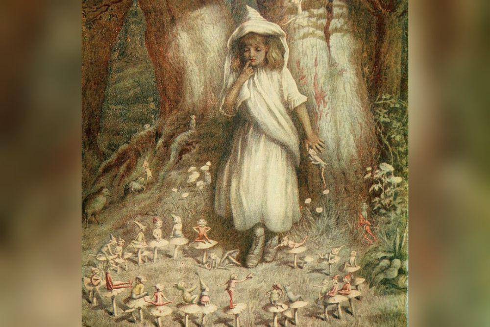 ilustrasi seorang anak dan para peri (commons.wikimedia.org/Kate Greenaway